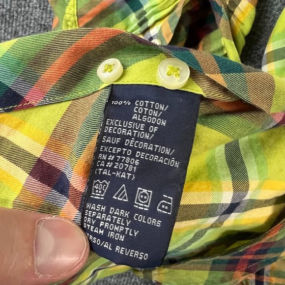 Tommy Hilfiger Shirt Adult Large Green Plaid Button Up Long Sleeve Casual Mens - Picture 10 of 16